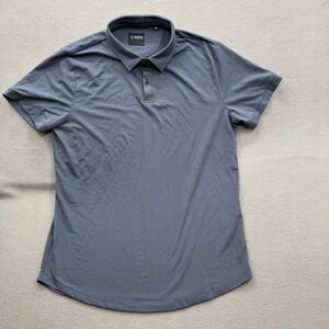 Cuts Polo Shirt Mens Large Blue PYCA Pro Solid Slim Fit Performance Stretch